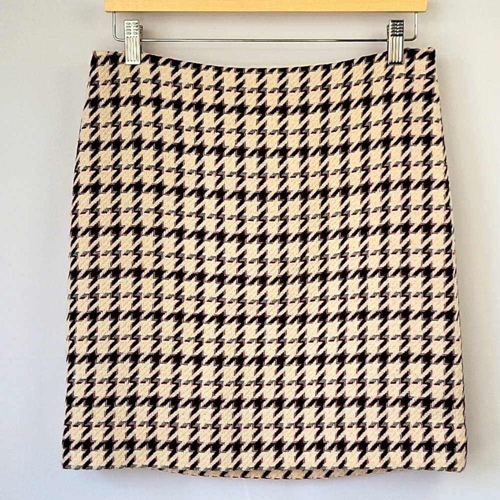 White House Black Market Woolblend Skirt Houndstooth Size 4